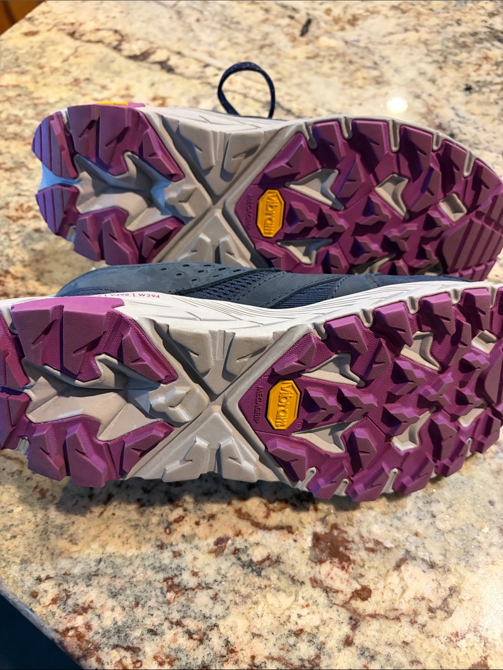 Women’s Navy Running Sneakers with Purple Accents HOKA CLIFTON 9. - Picture 4 of 5